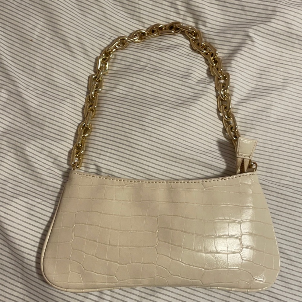 Zara white crocodile purse with gold chain - shoulder bag